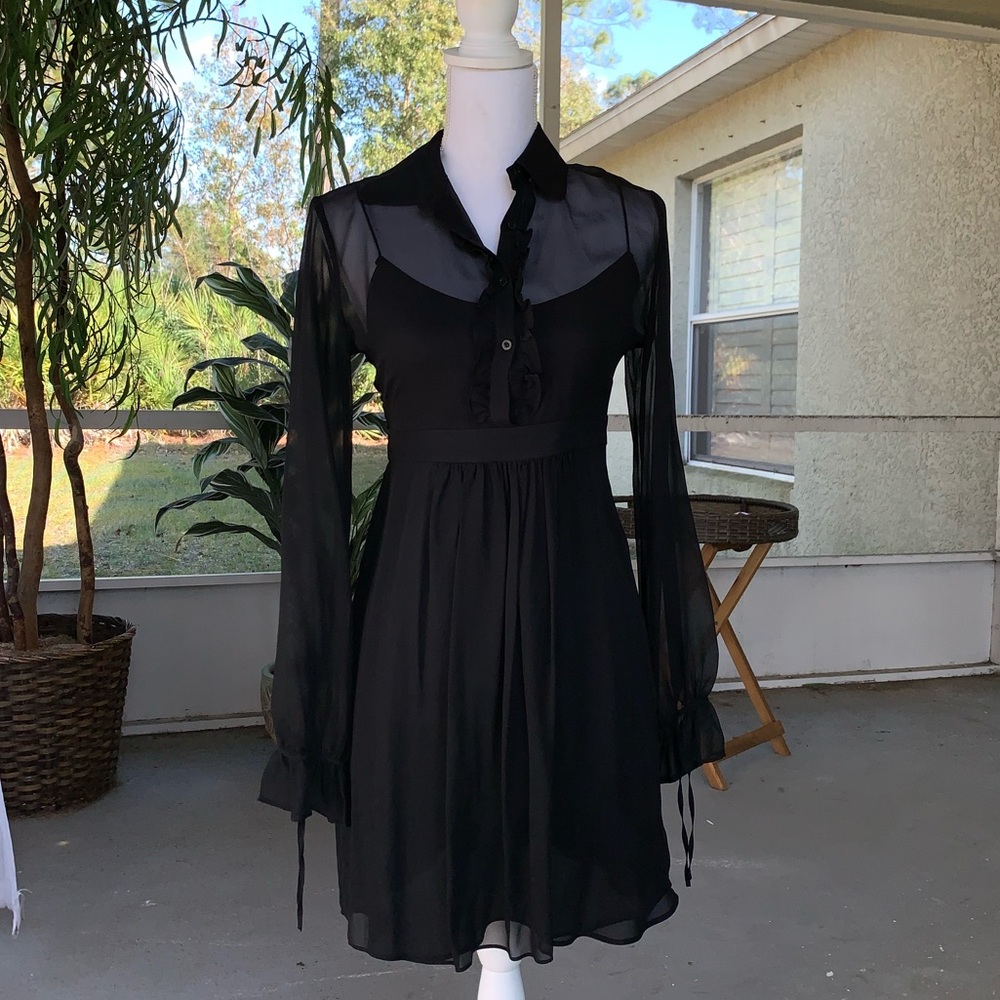 EXPRESS BLACK SHEER LONG SLEEVE DRESS!